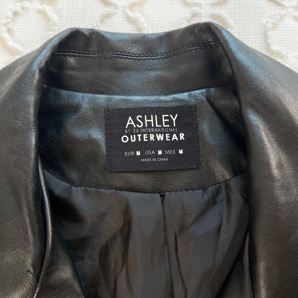 Ashley By 26 Intl Outerwear Faux Leather Jacket Women's M Biker Motorcycle Studs - Picture 8 of 10
